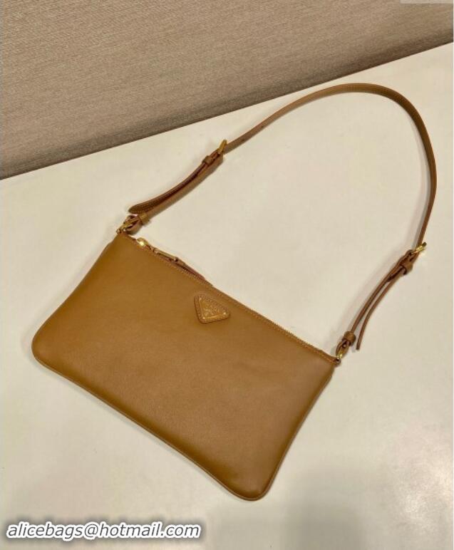 Low Cost Prada Leather Pouch Mini Bag 1NE545 Brown 2024