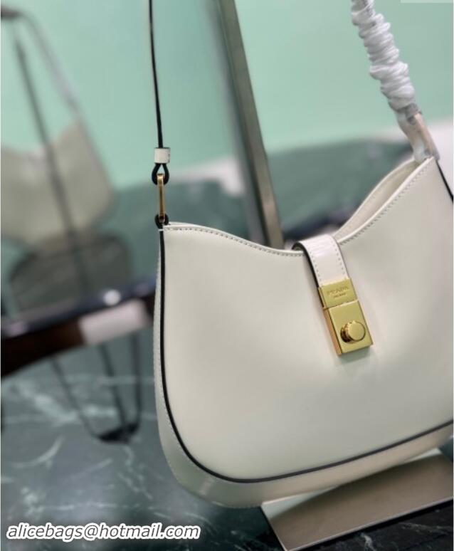 Best Price Prada Cleo leather hobo bag with strap 1BC169 White 2024