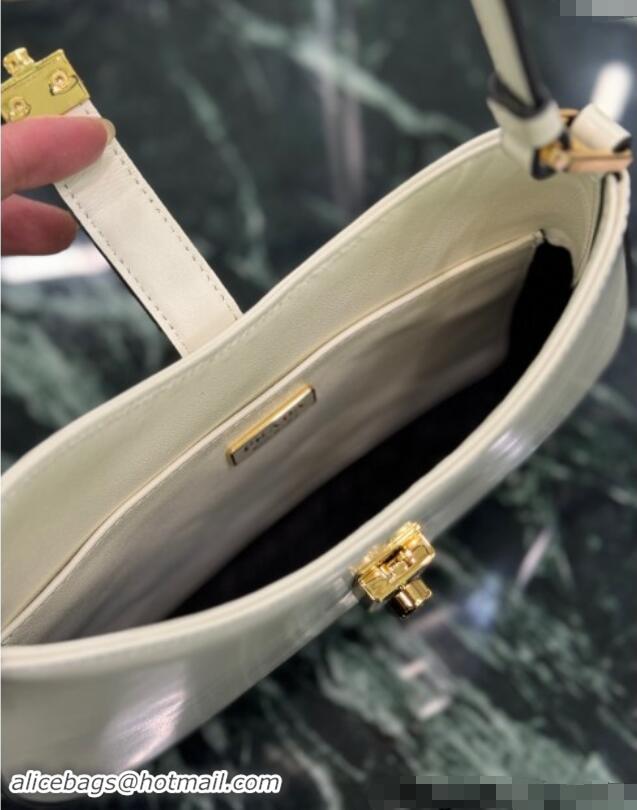 Best Price Prada Cleo leather hobo bag with strap 1BC169 White 2024