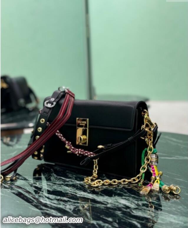 Good Product Prada Soft Sound small leather shoulder bag with charms 1BD379 Black 2024