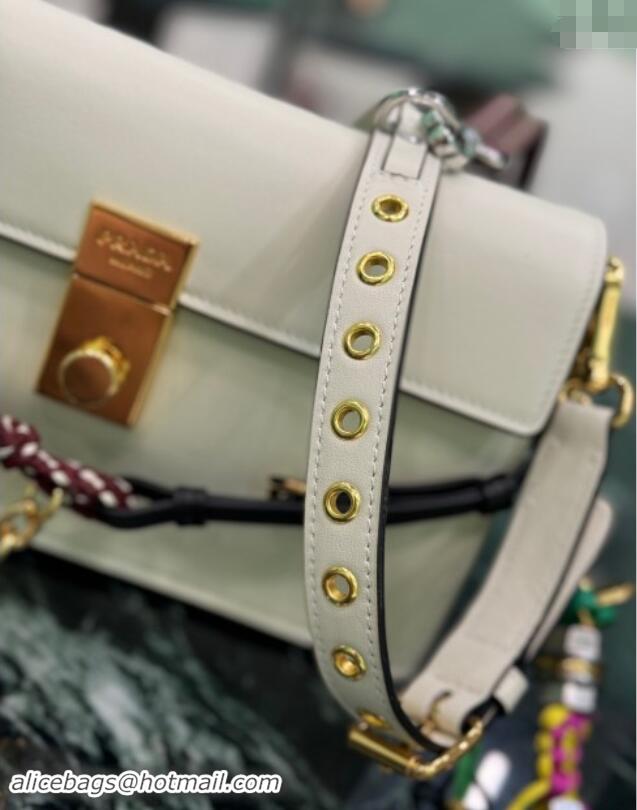 Luxurious Prada Soft Sound small leather shoulder bag with charms 1BD379 White 2024