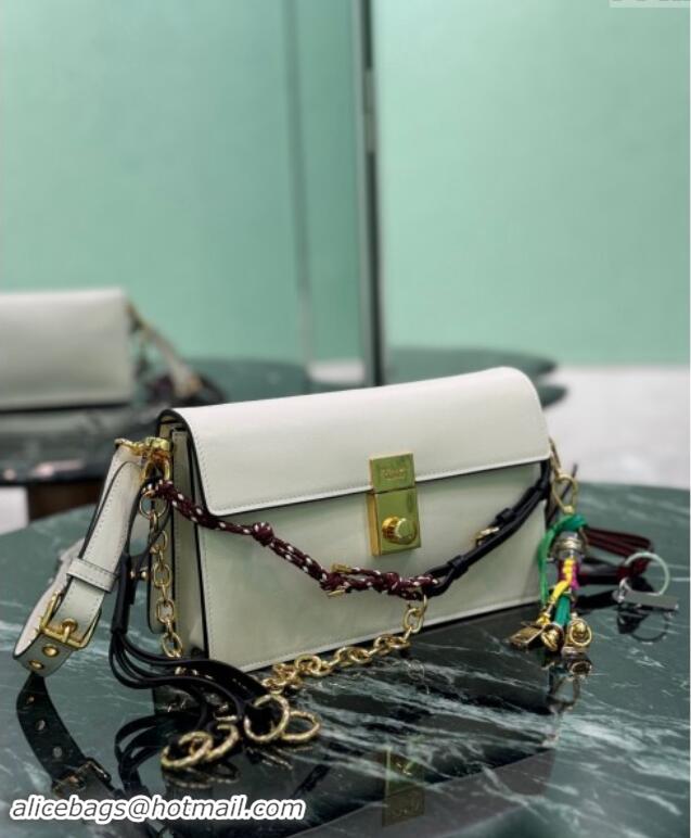 Luxurious Prada Soft Sound small leather shoulder bag with charms 1BD379 White 2024