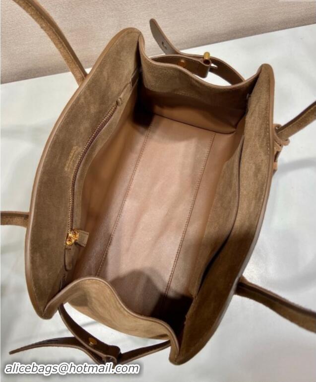 Grade Quality Prada Medium suede tote bag 1BG538 Caramel Brown 2024