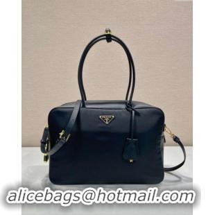 Shop Best Prada Large Re-Nylon and leather top-handle bag with padlock 1BB131 black 2024