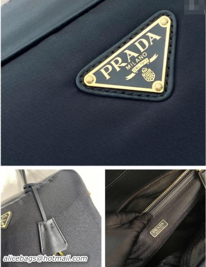 Shop Best Prada Large Re-Nylon and leather top-handle bag with padlock 1BB131 black 2024