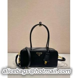 Pretty Style Prada Re-Nylon and leather small top-handle bag with padlock 1BB133 Black 2024