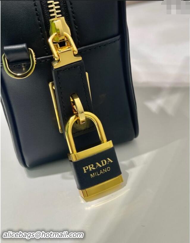 Pretty Style Prada Re-Nylon and leather small top-handle bag with padlock 1BB133 Black 2024