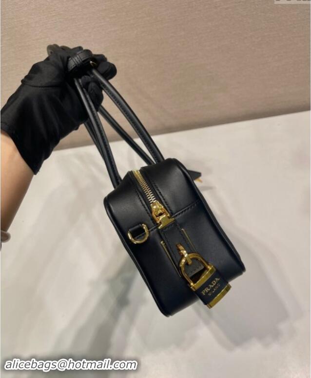 Pretty Style Prada Re-Nylon and leather small top-handle bag with padlock 1BB133 Black 2024