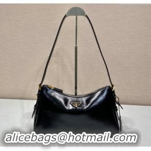 Buy Luxury Prada Aimee medium naplak leather shoulder bag 1BC229 Black 2024