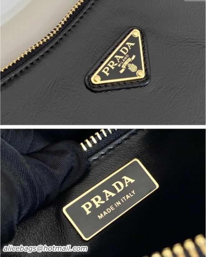 Buy Luxury Prada Aimee medium naplak leather shoulder bag 1BC229 Black 2024