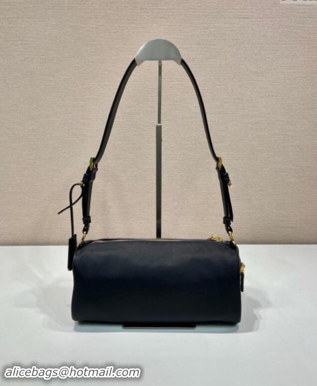 Classic Best Prada Medium Re-Nylon and leather shoulder bag with padlock 1BC233 black 2024