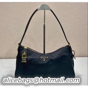 Shop Grade Prada Aimee large Re-Nylon and leather shoulder bag with padlock 1BC232 Black 2024