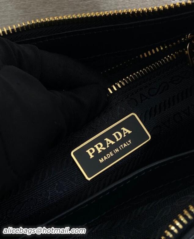 Shop Grade Prada Aimee large Re-Nylon and leather shoulder bag with padlock 1BC232 Black 2024