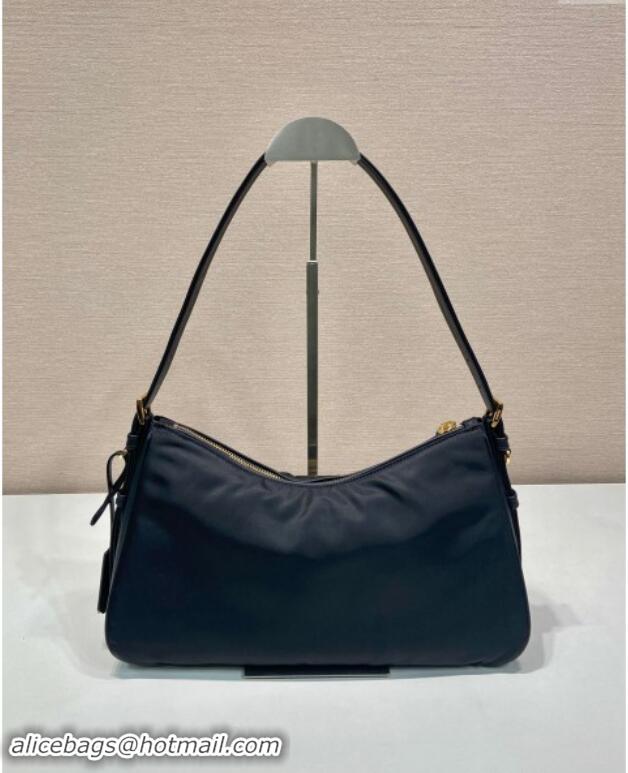 Shop Grade Prada Aimee large Re-Nylon and leather shoulder bag with padlock 1BC232 Black 2024