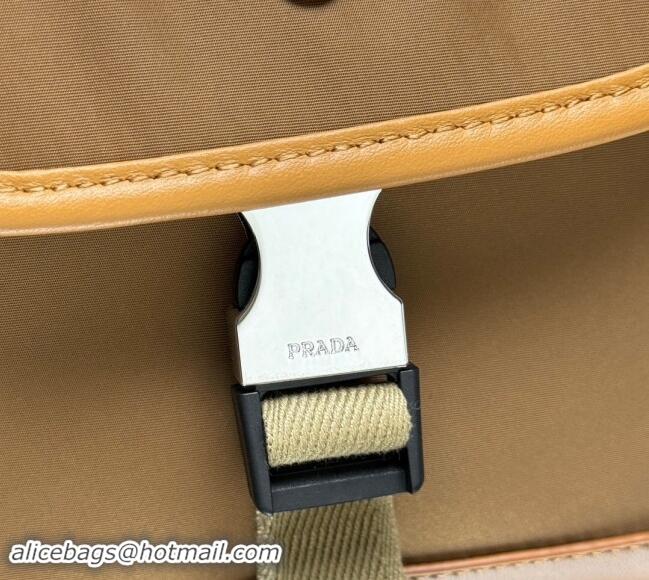 Top Design Prada Mens Re-Nylon and Saffiano leather shoulder bag 2VD070 Cork Beige 2024