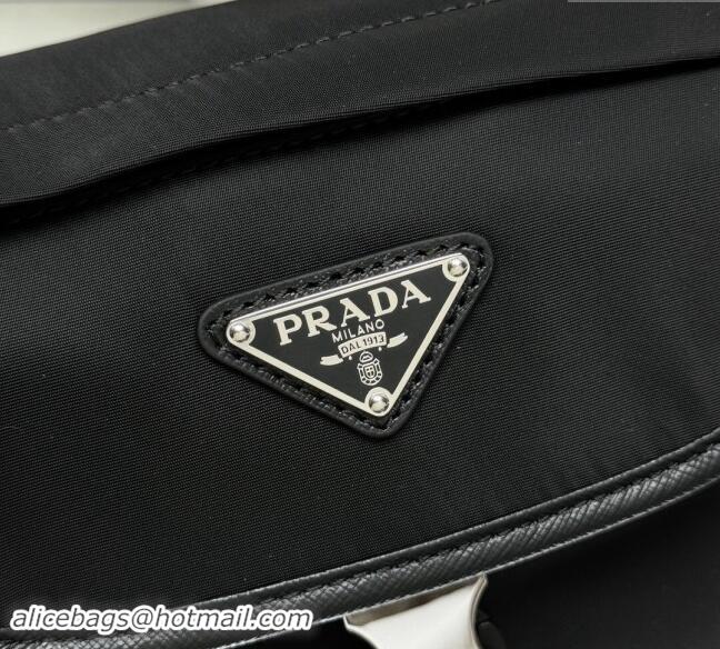 Low Cost Prada Mens Re-Nylon and Saffiano leather shoulder bag 2VD070 Black 2024