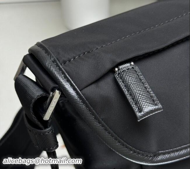 Low Cost Prada Mens Re-Nylon and Saffiano leather shoulder bag 2VD070 Black 2024