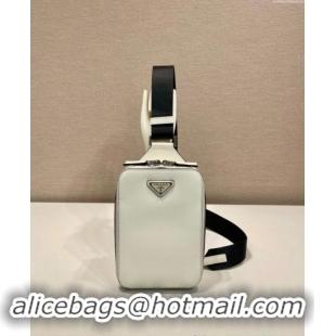 Famous Brand Prada Mens Brique Saffiano leather slingback bag 2VZ106 White 2024