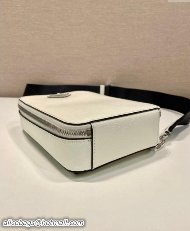 Famous Brand Prada Mens Brique Saffiano leather slingback bag 2VZ106 White 2024