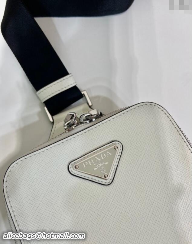 Famous Brand Prada Mens Brique Saffiano leather slingback bag 2VZ106 White 2024