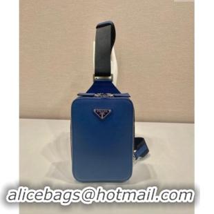 Well Crafted Prada Mens Brique Saffiano leather slingback bag 2VZ106 Blue 2024