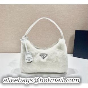 Best Product Prada Re-Edition 2000 Fur Hobo Mini bag 1NE515 White 2024