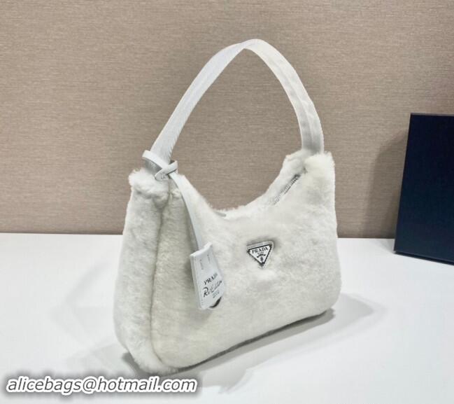 Best Product Prada Re-Edition 2000 Fur Hobo Mini bag 1NE515 White 2024