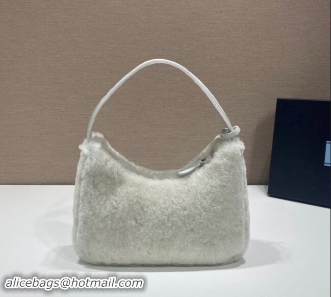 Best Product Prada Re-Edition 2000 Fur Hobo Mini bag 1NE515 White 2024