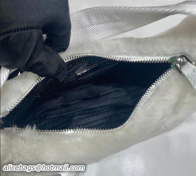 Best Product Prada Re-Edition 2000 Fur Hobo Mini bag 1NE515 White 2024