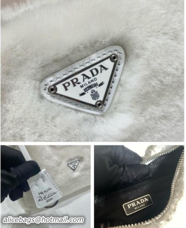 Best Product Prada Re-Edition 2000 Fur Hobo Mini bag 1NE515 White 2024