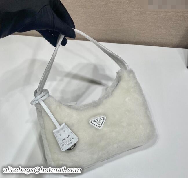 Best Product Prada Re-Edition 2000 Fur Hobo Mini bag 1NE515 White 2024