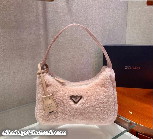 Cheap Price Prada Re-Edition 2000 Terry Hobo Mini bag 1NE515 Light Pink 2024