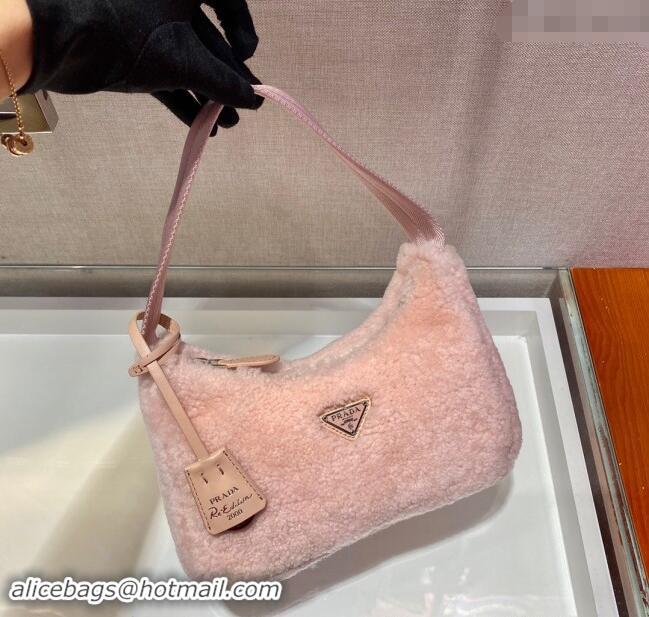 Cheap Price Prada Re-Edition 2000 Terry Hobo Mini bag 1NE515 Light Pink 2024