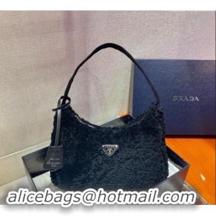 Buy Fashionable Prada Re-Edition 2000 Terry Hobo Mini bag 1NE515 Black 2024