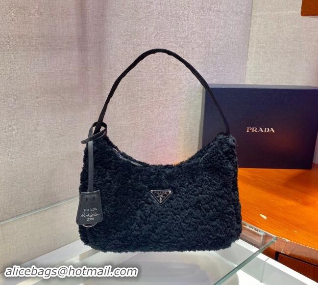 Buy Fashionable Prada Re-Edition 2000 Terry Hobo Mini bag 1NE515 Black 2024