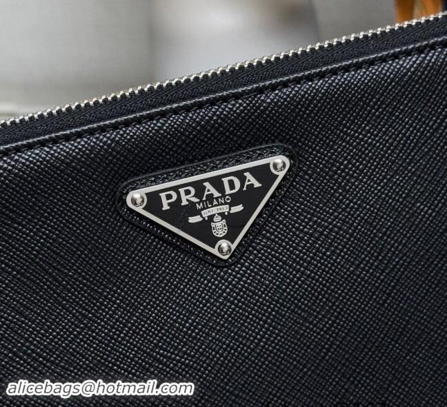 Top Quality Prada Mens Saffiano Leather Pouch 2NH005 Black 2024