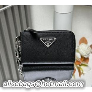 Market Sells Prada Saffiano Leather Key Pouch Charm 1TT085 Black 2024