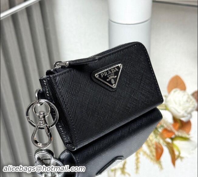 Market Sells Prada Saffiano Leather Key Pouch Charm 1TT085 Black 2024