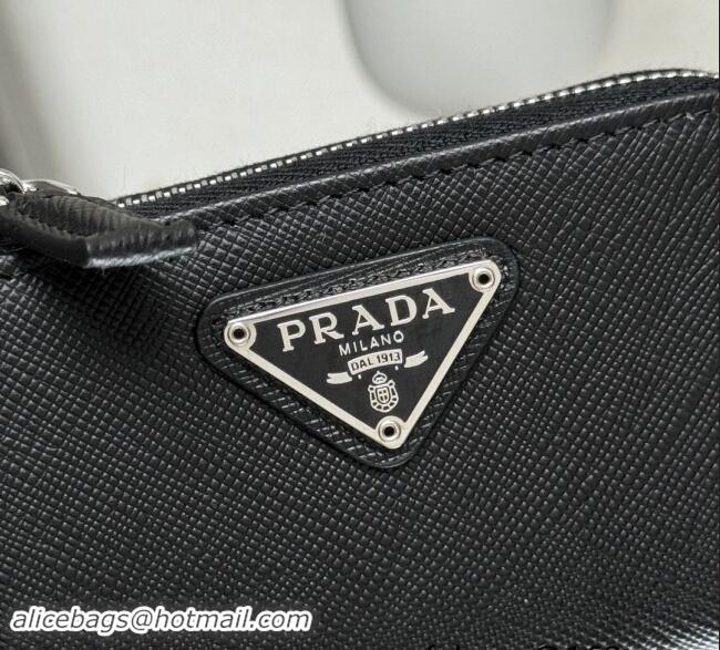 Market Sells Prada Saffiano Leather Key Pouch Charm 1TT085 Black 2024