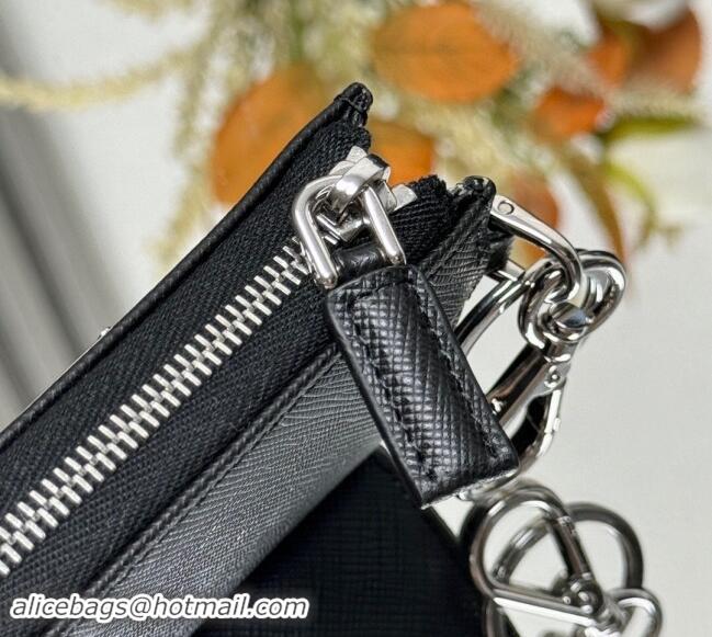 Market Sells Prada Saffiano Leather Key Pouch Charm 1TT085 Black 2024