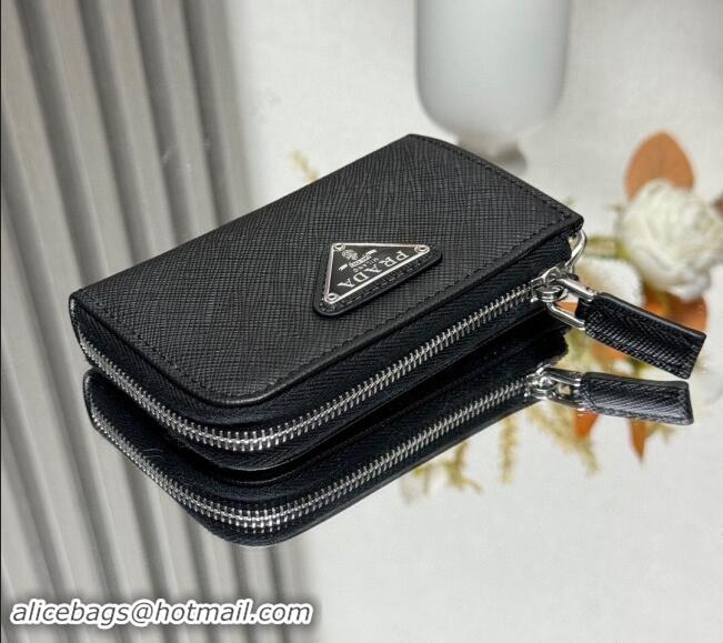 Market Sells Prada Saffiano Leather Key Pouch Charm 1TT085 Black 2024