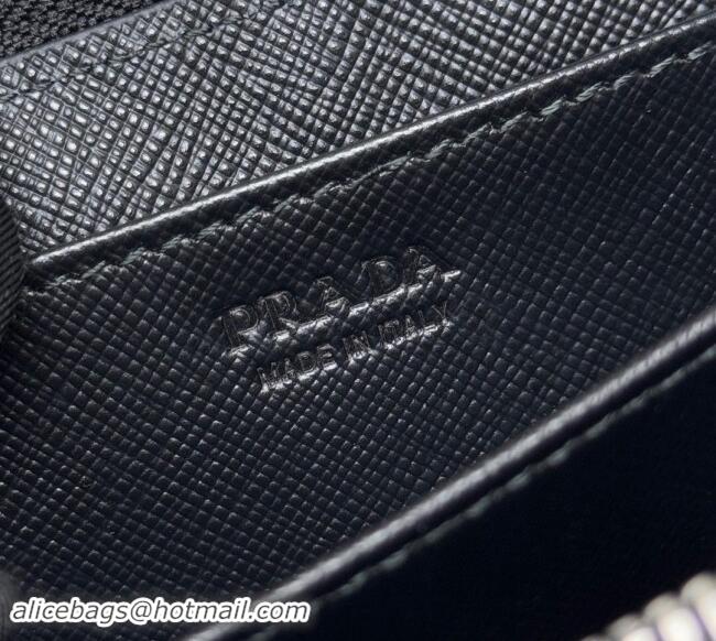 Buy Discount Prada Mens Re-Nylon and Saffiano leather coin purse wallet 2MR039 Black 2024