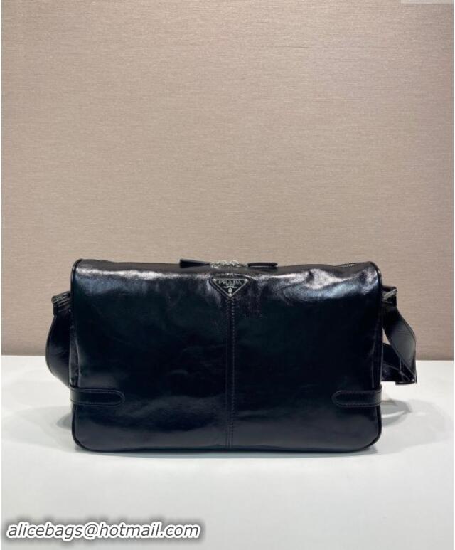 Best Price Prada Mens Oil Leather shoulder bag 2VH187 Black 2024