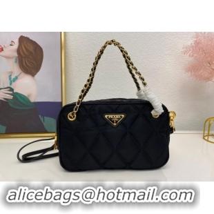 Market Sells Prada Quilted nylon shoulder bag 1BG910 Black 2024