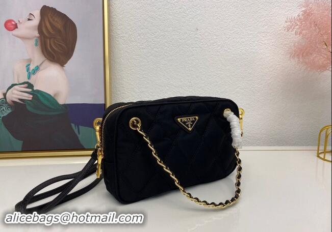 Market Sells Prada Quilted nylon shoulder bag 1BG910 Black 2024