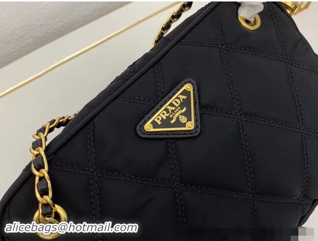 Market Sells Prada Quilted nylon shoulder bag 1BG910 Black 2024