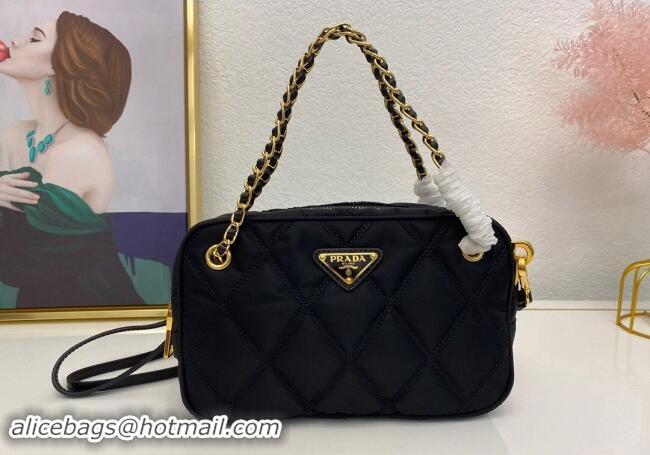 Market Sells Prada Quilted nylon shoulder bag 1BG910 Black 2024