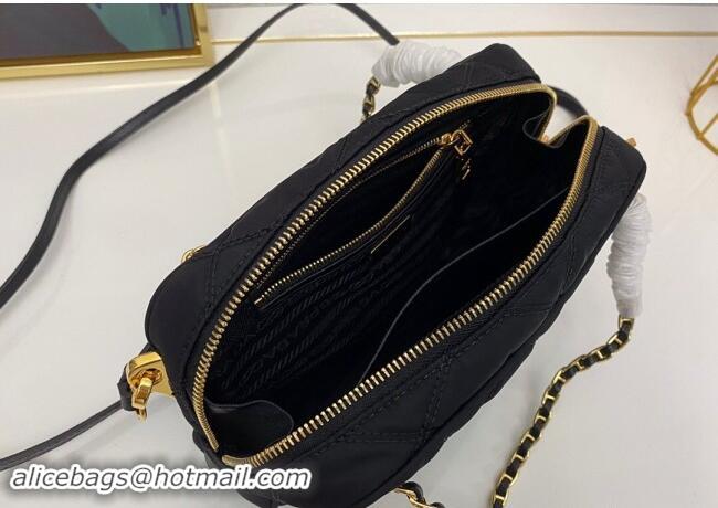 Market Sells Prada Quilted nylon shoulder bag 1BG910 Black 2024