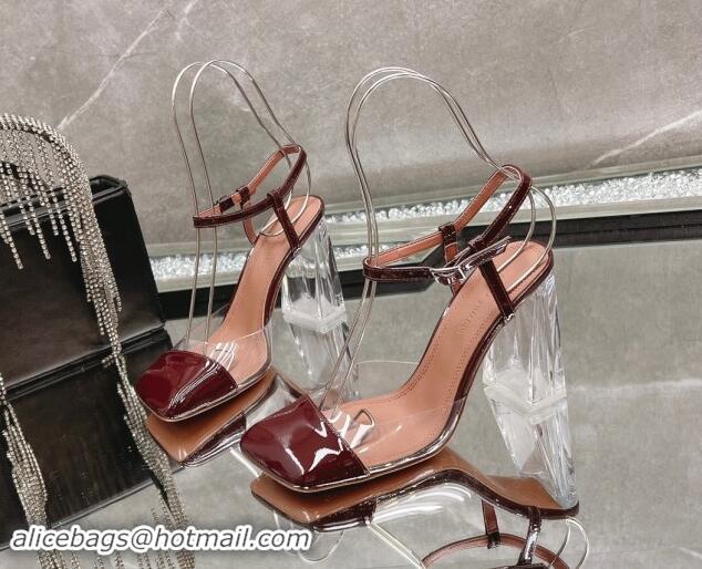 Big Discount Amina Muaddi Charlotte Pumps 9.5cm in Patent Leather and PVC Burgundy 1223077