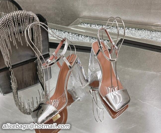 Perfect Amina Muaddi Charlotte Pumps 9.5cm in Patent Leather and PVC Silver 1223078